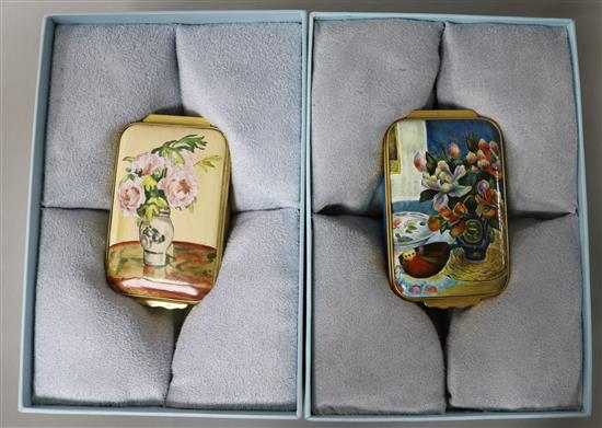 Ten Halcyon Days limited edition enamel bonbonnieres depicting famous paintings;